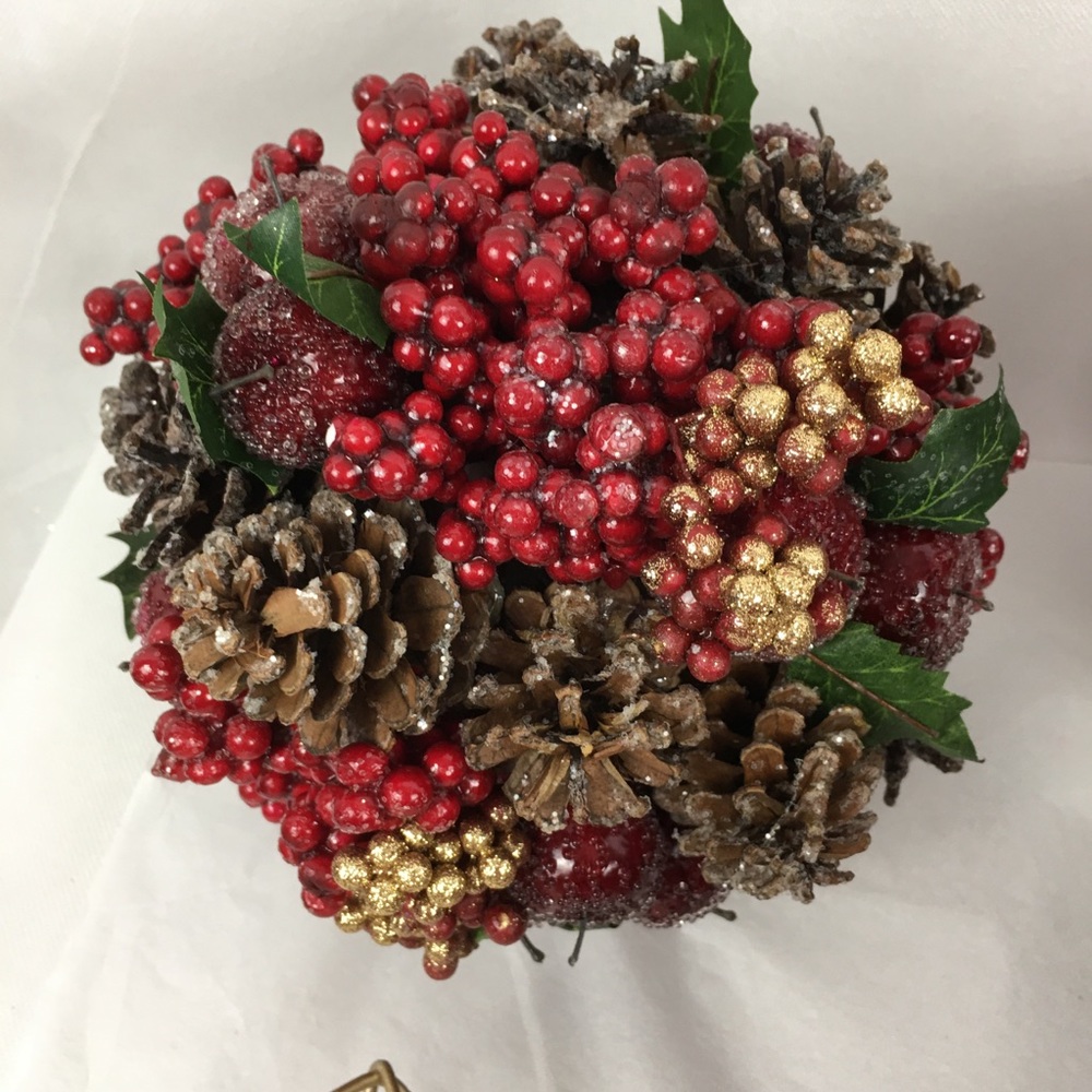 Frosted Holly Apples & Pinecone Spheres